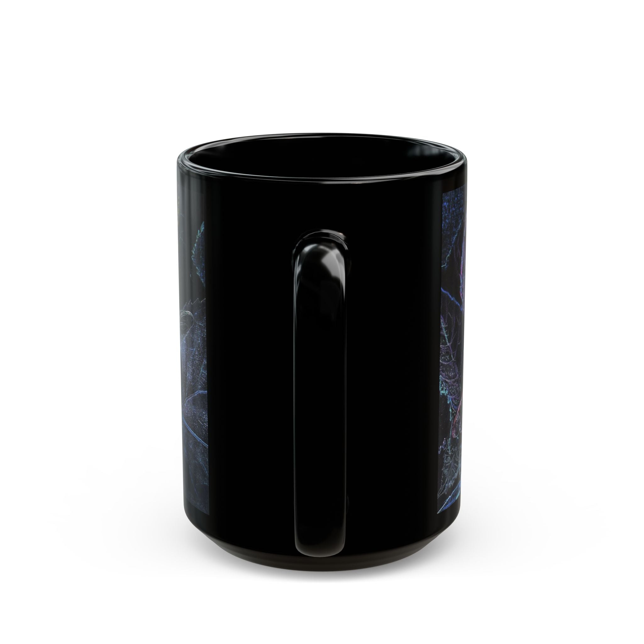 Black mug with a handle