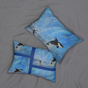 Custom Artwork Lumbar Pillow Blue/Black