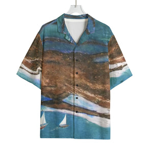 All-Over Print Men's Hawaiian Rayon Shirt Blue