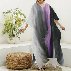 Women's V-neck Long Dress Gray/Lilac