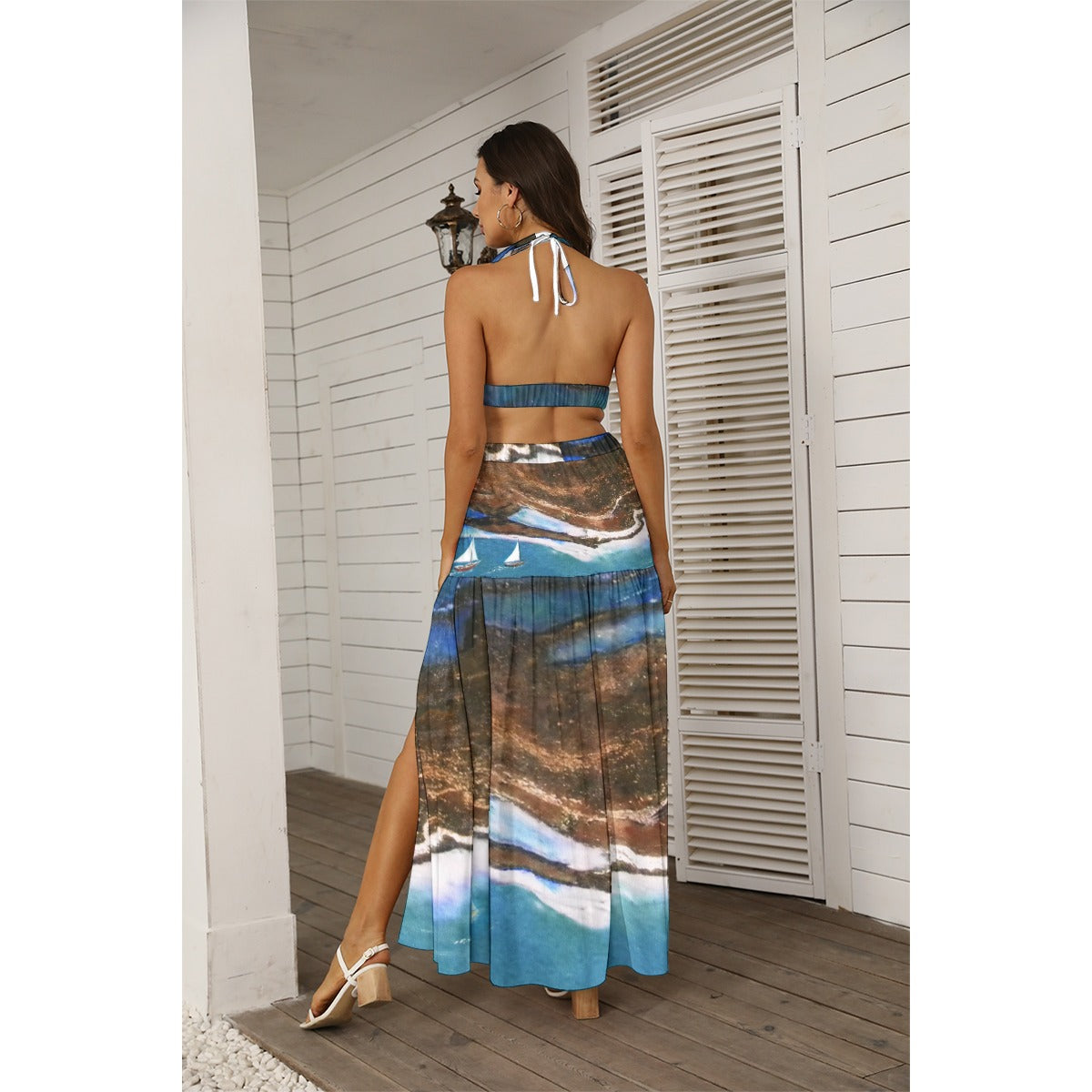 Women's Tie Back Wrap Dress Blue