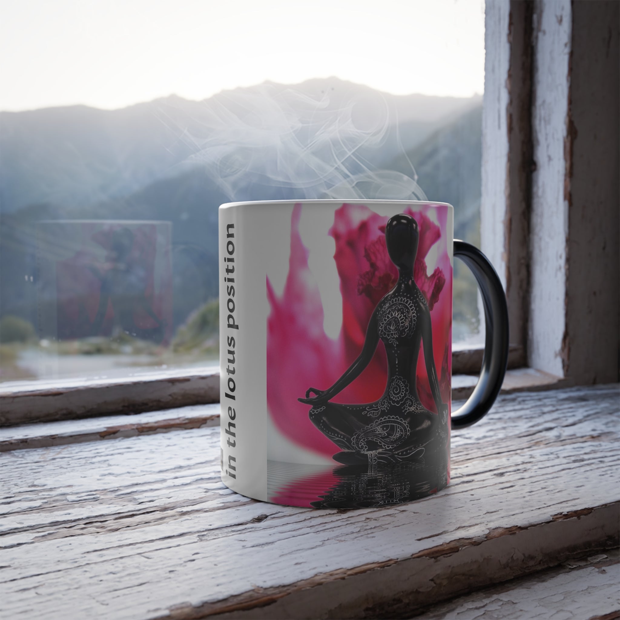 Color Changing Mug, 11oz, Yoga/Lotus