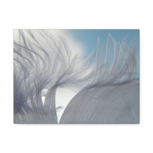 "Fethers Fantasy#1"- Wall Art Canvas Print White/Gray/Blue