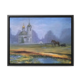 "At dawn"- Gallery Canvas Wraps, Horizontal Frame Blue/Yellow/Green