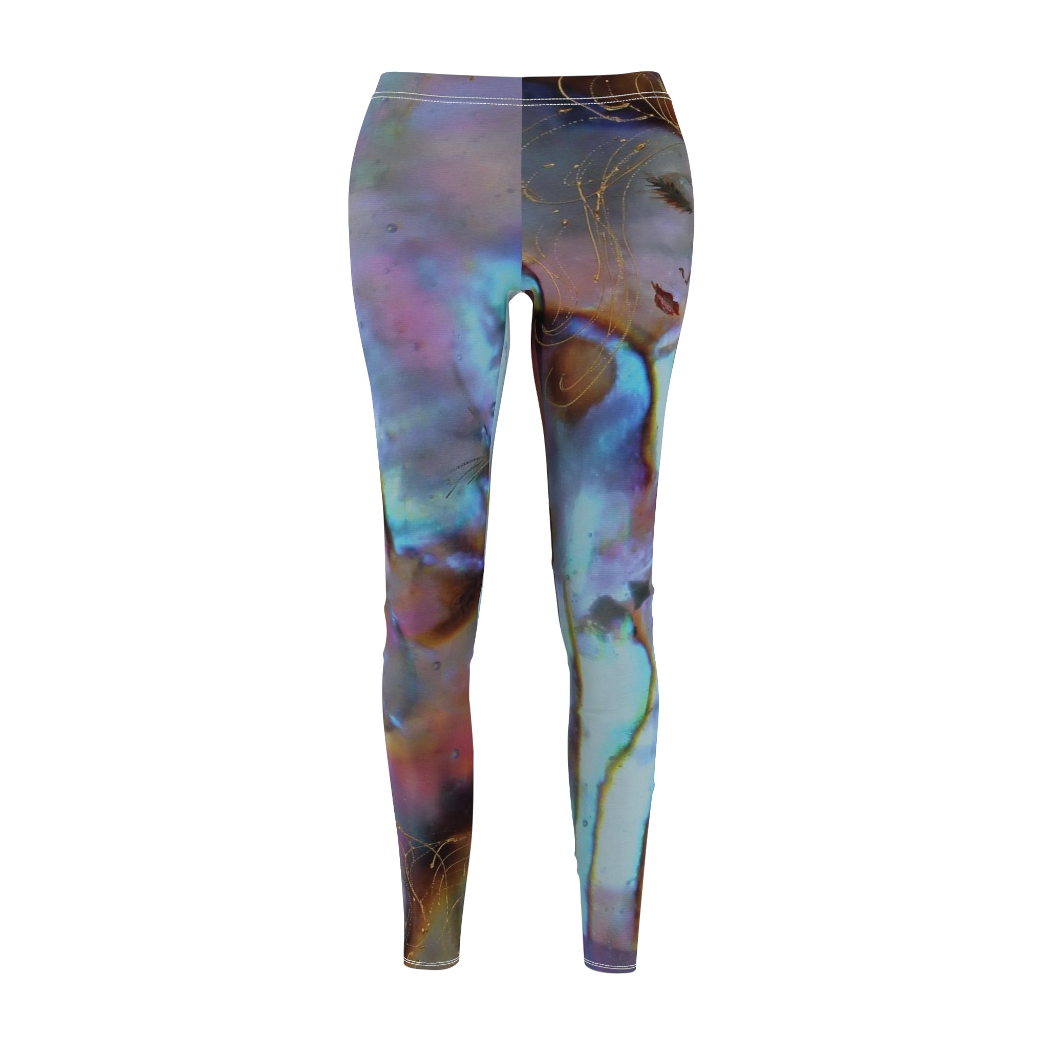 Colorful leggings with abstract design on a white background
