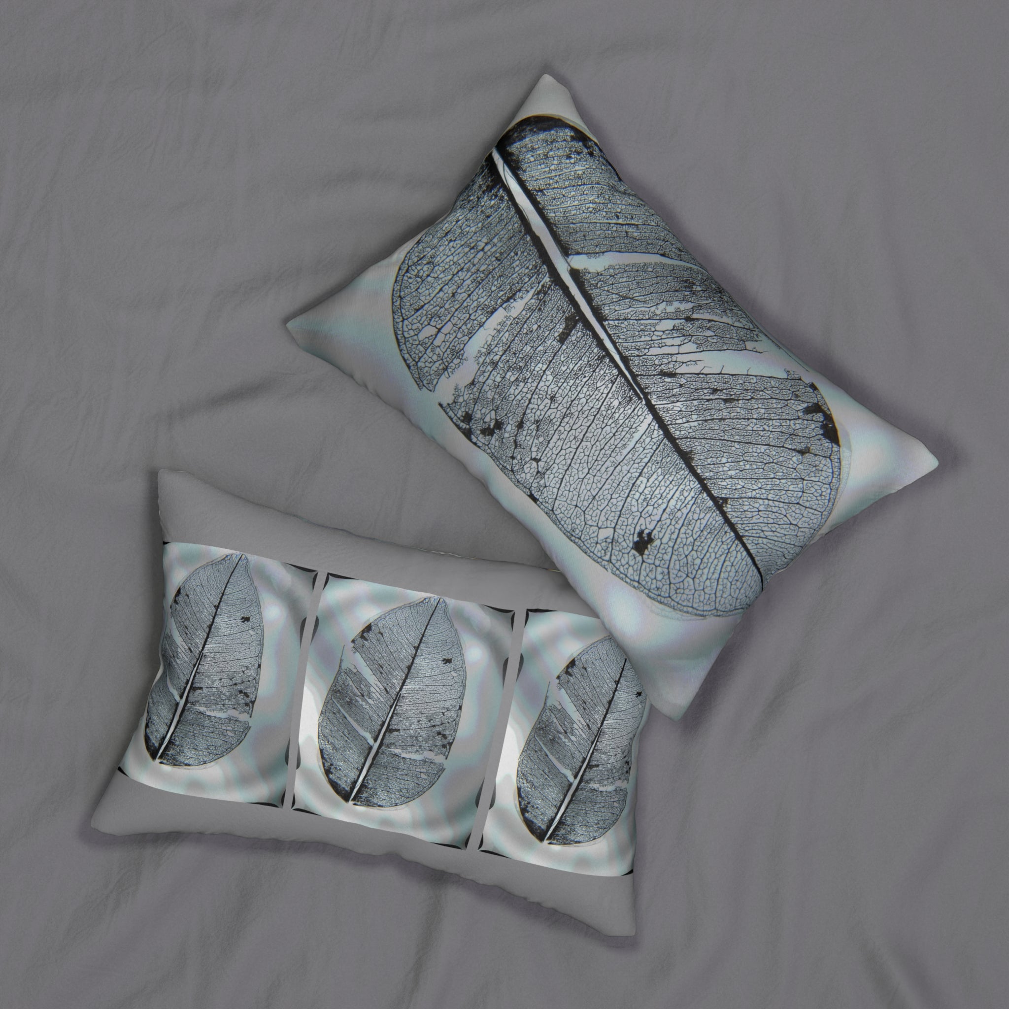 Custom Artwork Lumbar Pillow Gray/Blue