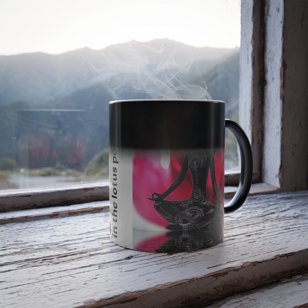 Color Changing Mug, 11oz, Yoga/Lotus