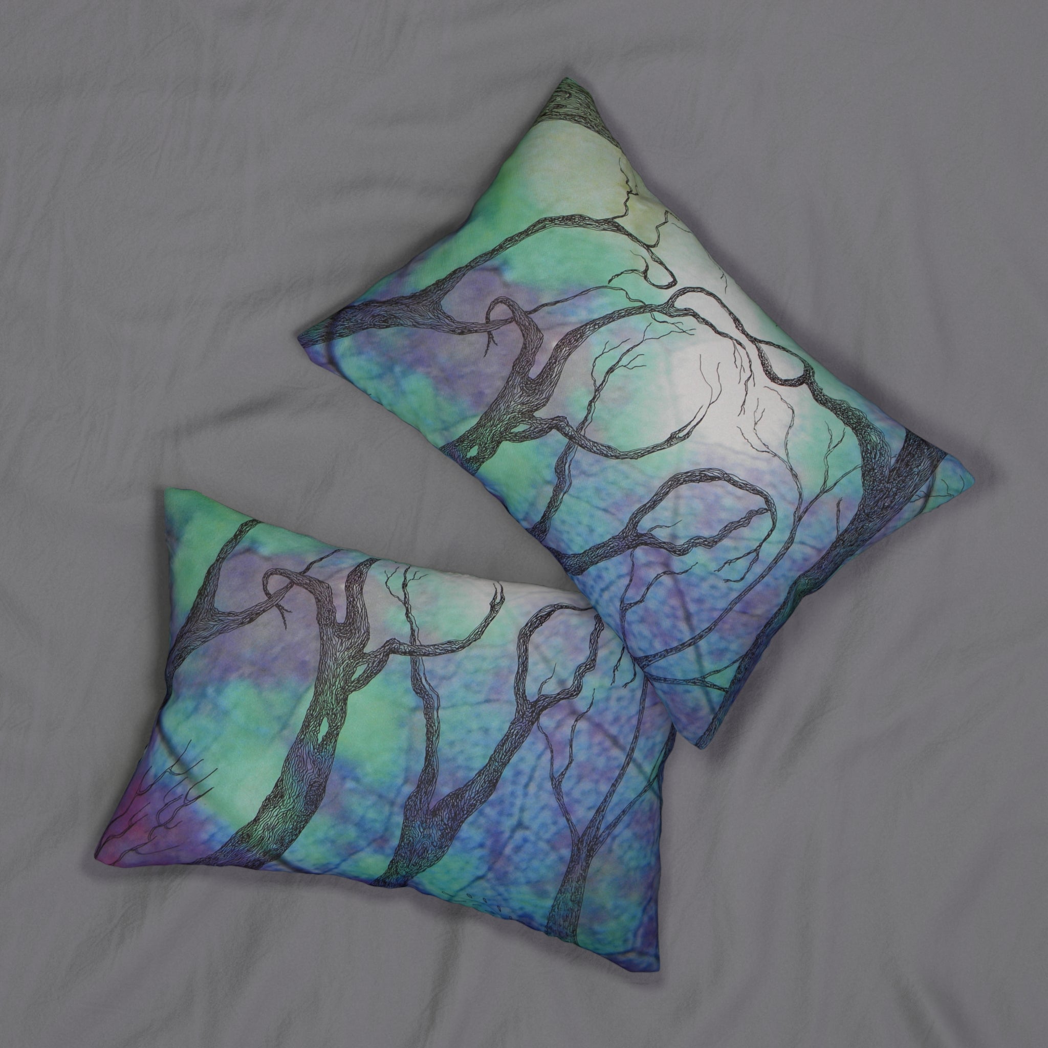 Custom Artwork Lumbar Pillow Blue/Lilac