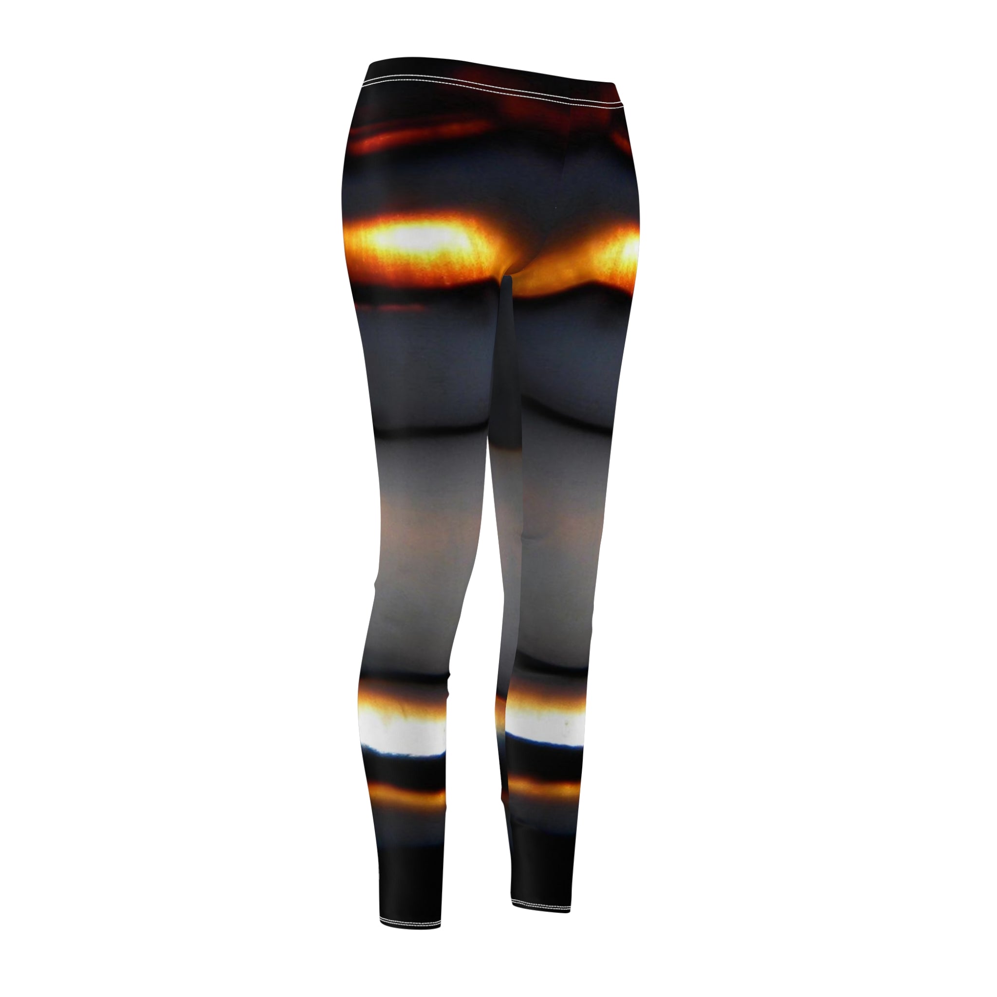 Leggings with a fiery design on a white background