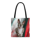 Custom Artwork Tote Bag Red/Ten/Black/Cat