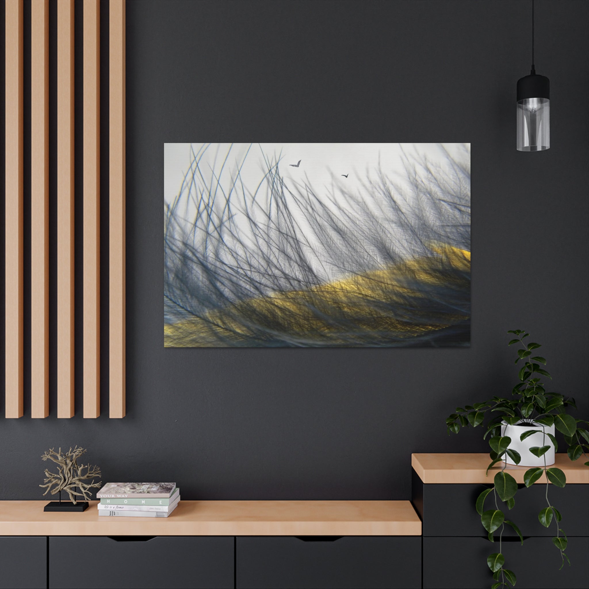 "Dunes"- Wall Art Canvas Print Gray/Yellow
