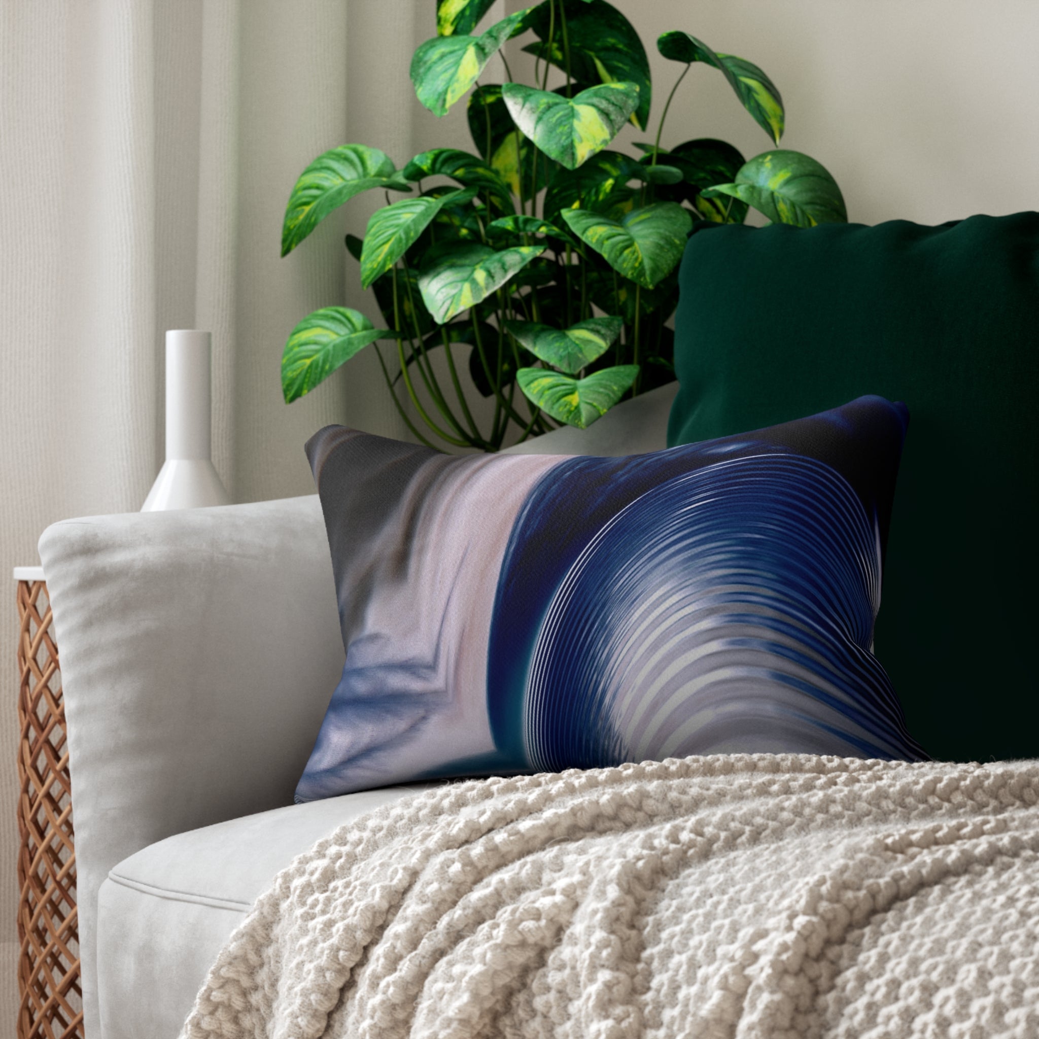 Custom Artwork Lumbar Pillow Blue/White