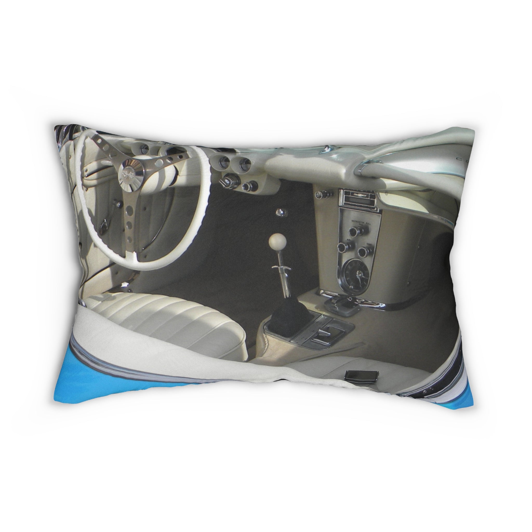 Custom Artwork Lumbar Pillow Blue Car
