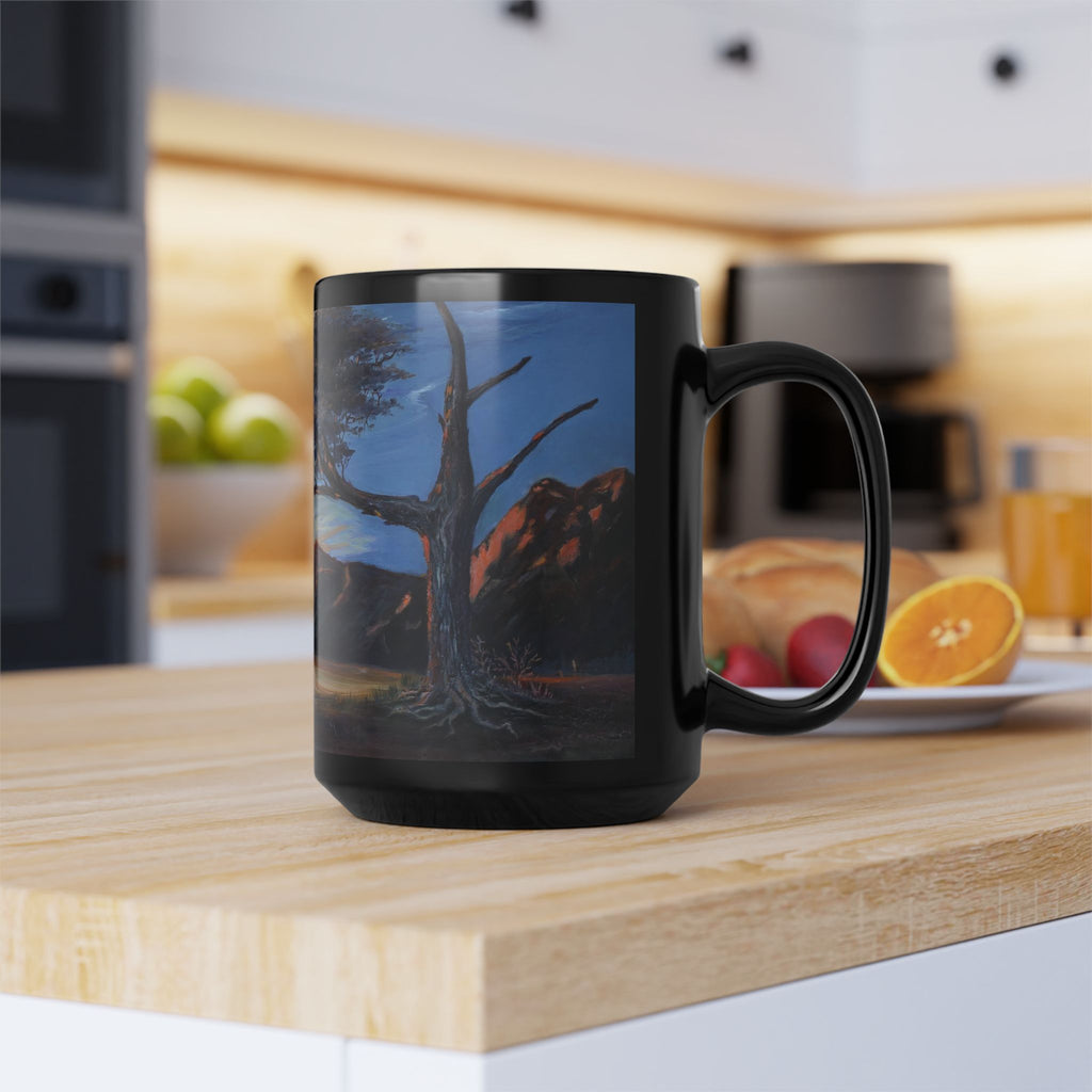 Scenic Black Mug - Artistic Tree Landscape Coffee Cup for Nature Lovers, Gift for Birthdays, Home Decor, Relaxation, Outdoor Enthusiasts