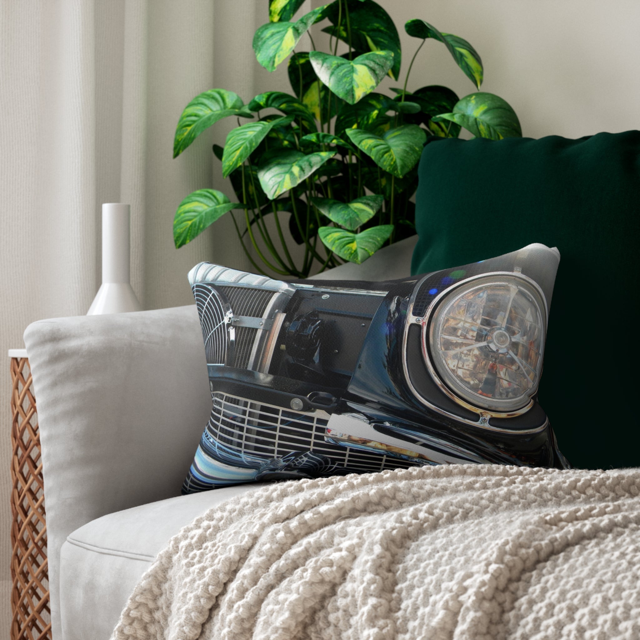 Custom Artwork Lumbar Pillow Black Car