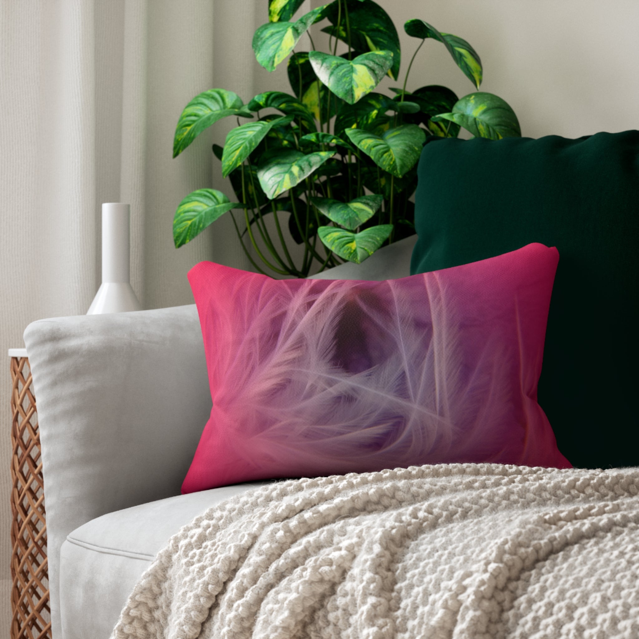 Custom Artwork Lumbar Pillow Pink