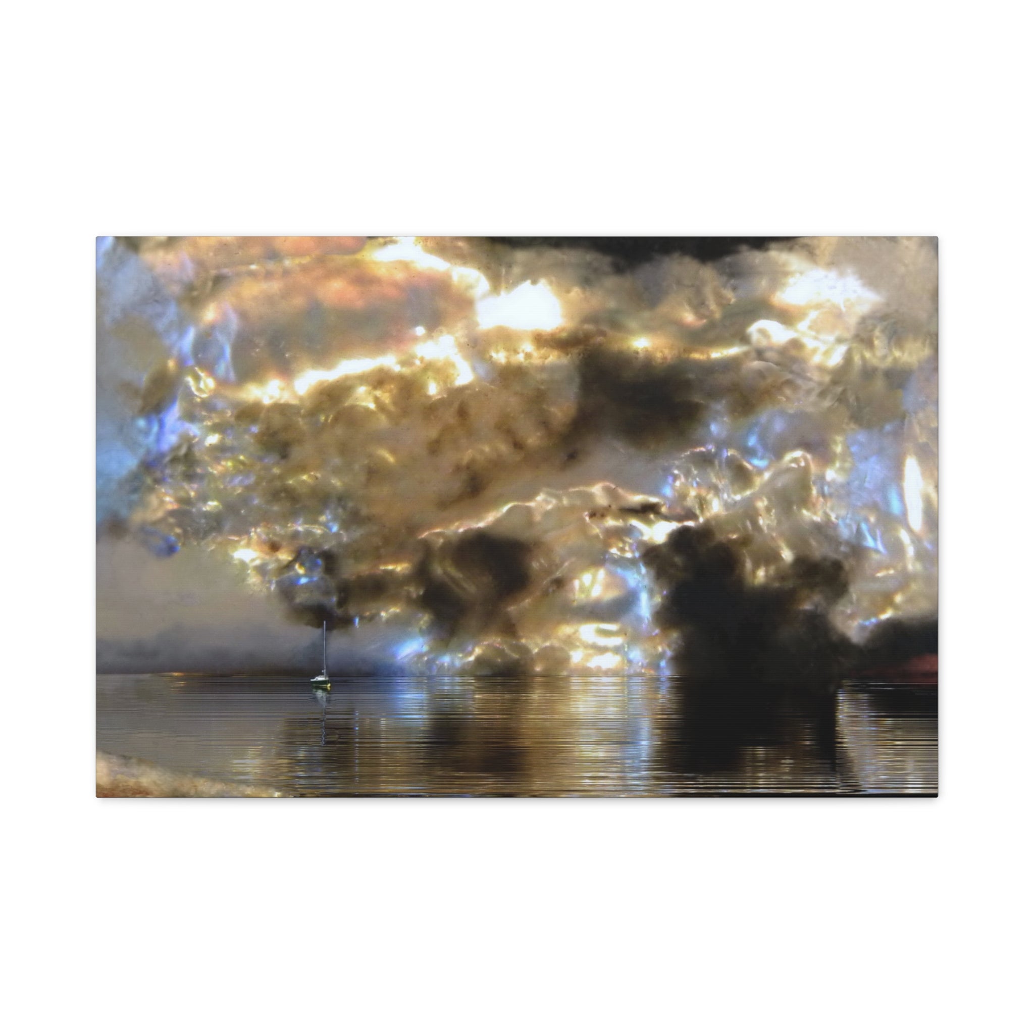 Reflective surface with water and cloud reflections