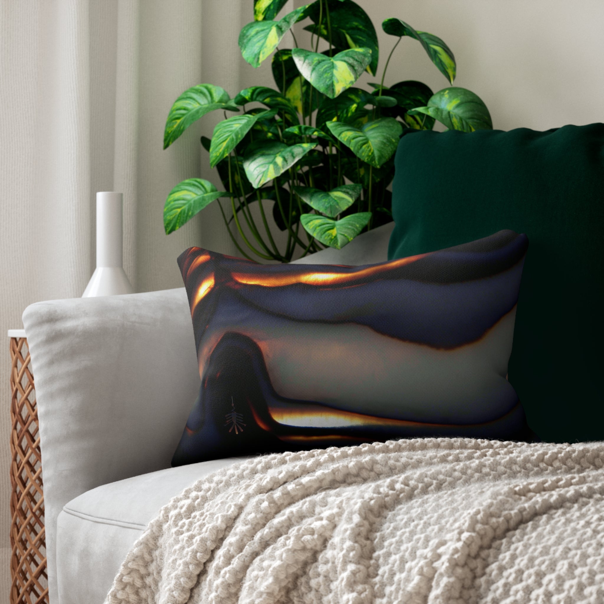 Custom Artwork Lumbar Pillow Orange/Black