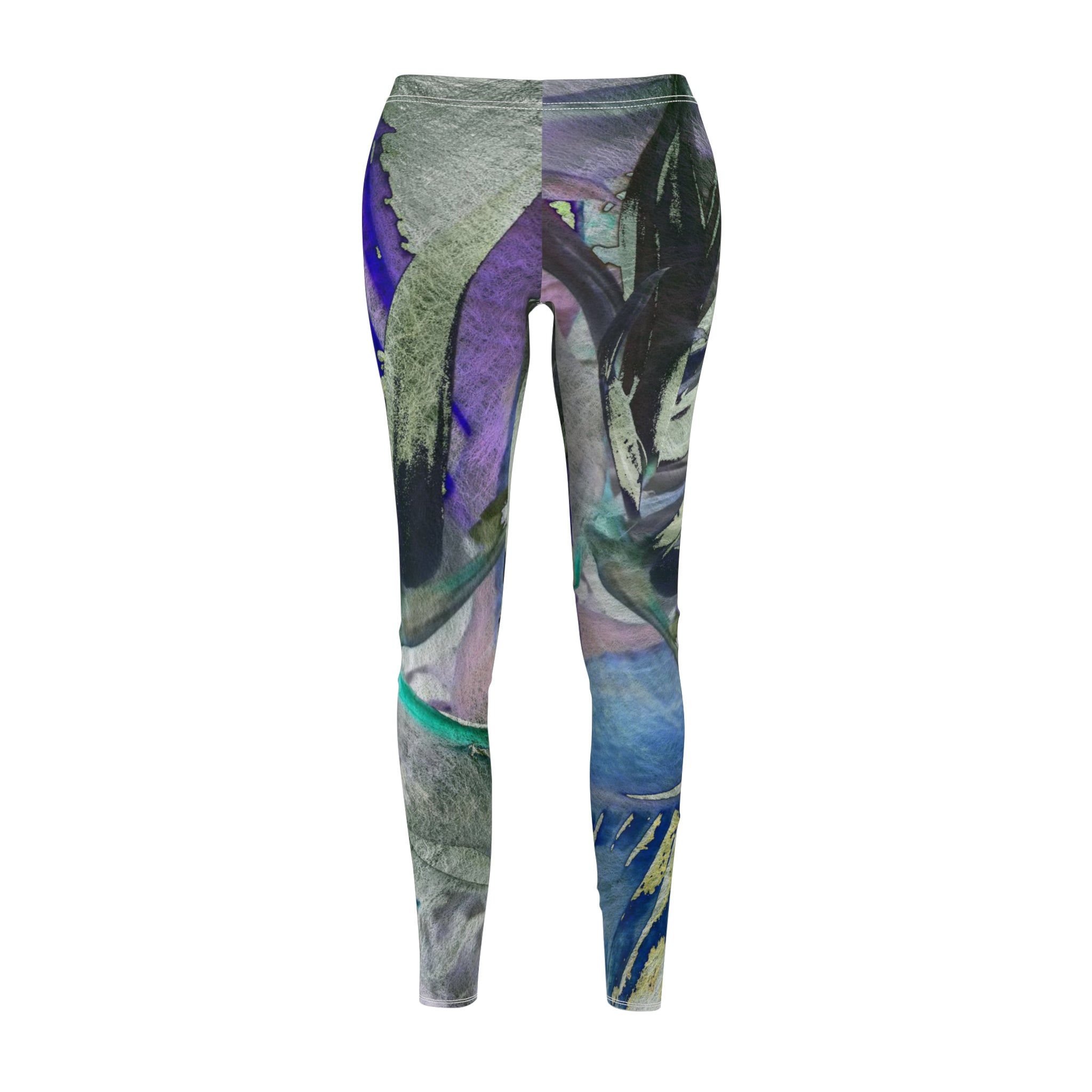 Colorful patterned leggings on a white background