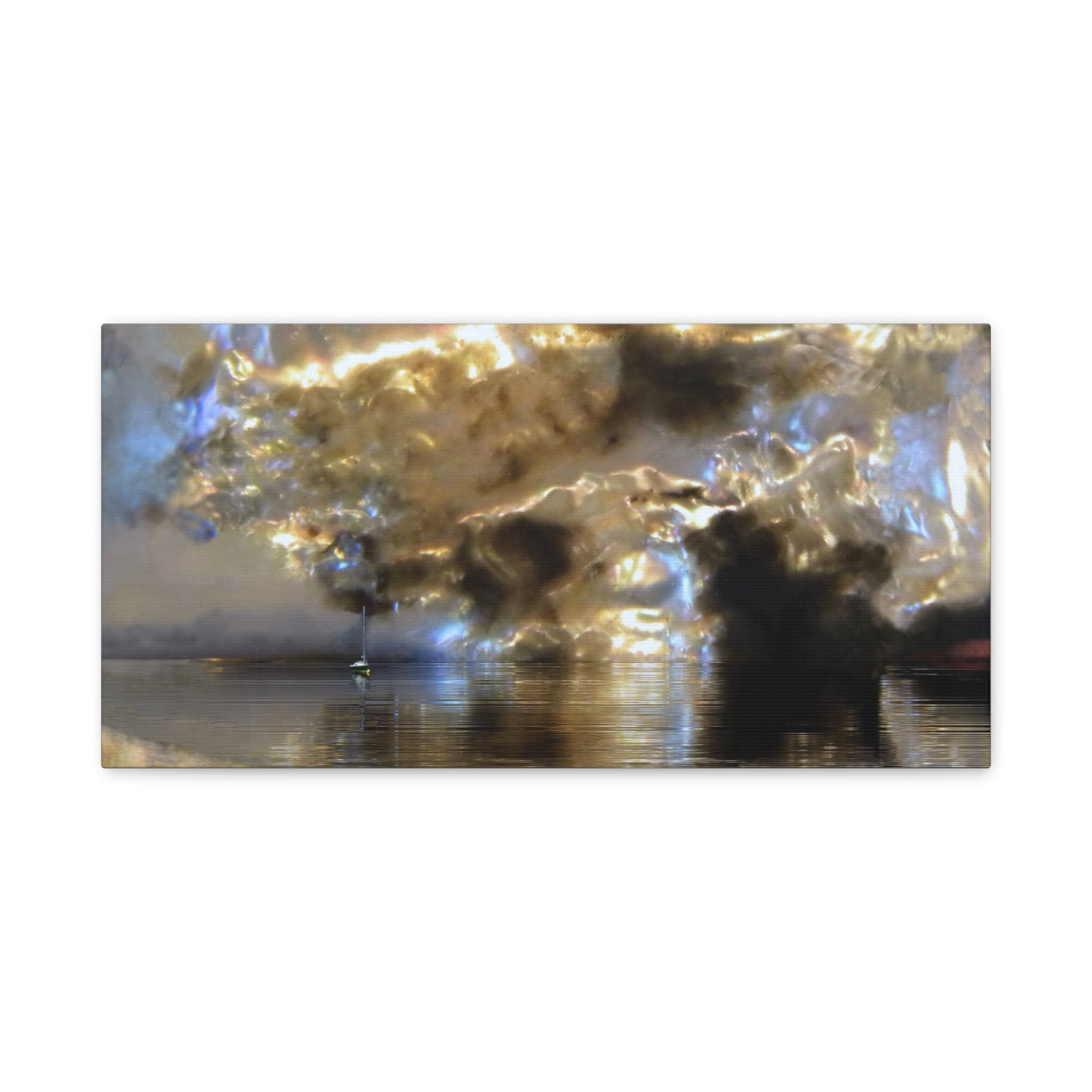 Reflective surface with water and cloud reflections