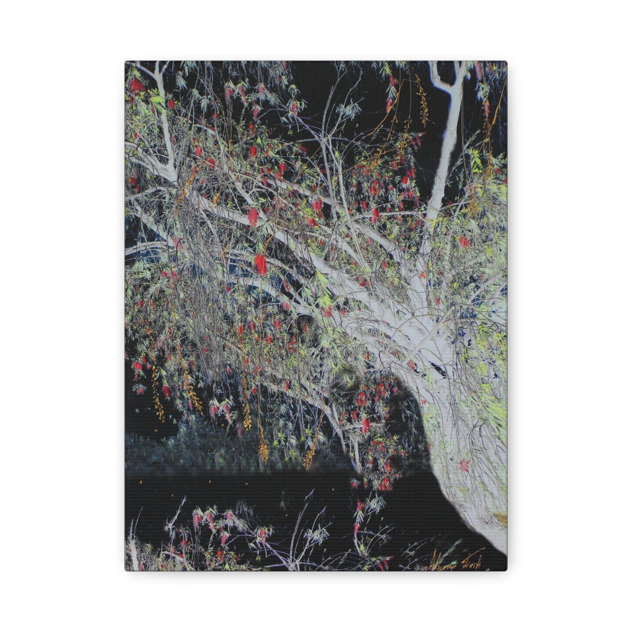  tree design featuring branches and leaves on a black background
