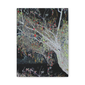  tree design featuring branches and leaves on a black background