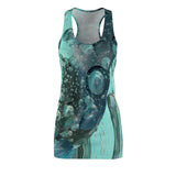 Racerback Dress Blue Bubbles Custom Artwork Women's Cut and Sew