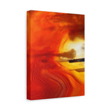 Canvas print of a swirling red and orange abstract design on a white background