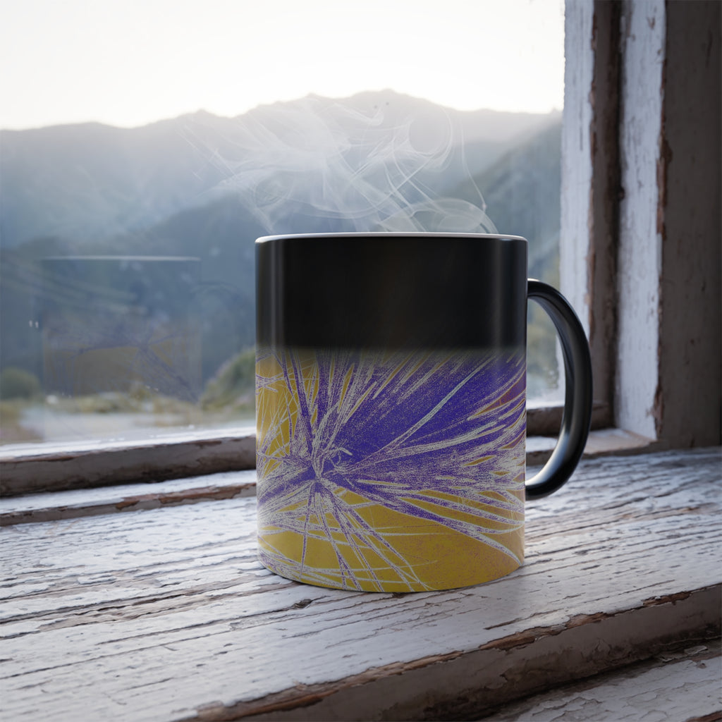 Yellow Palm Color Changing Mug 11oz — Artist Original Art, Free Shipping