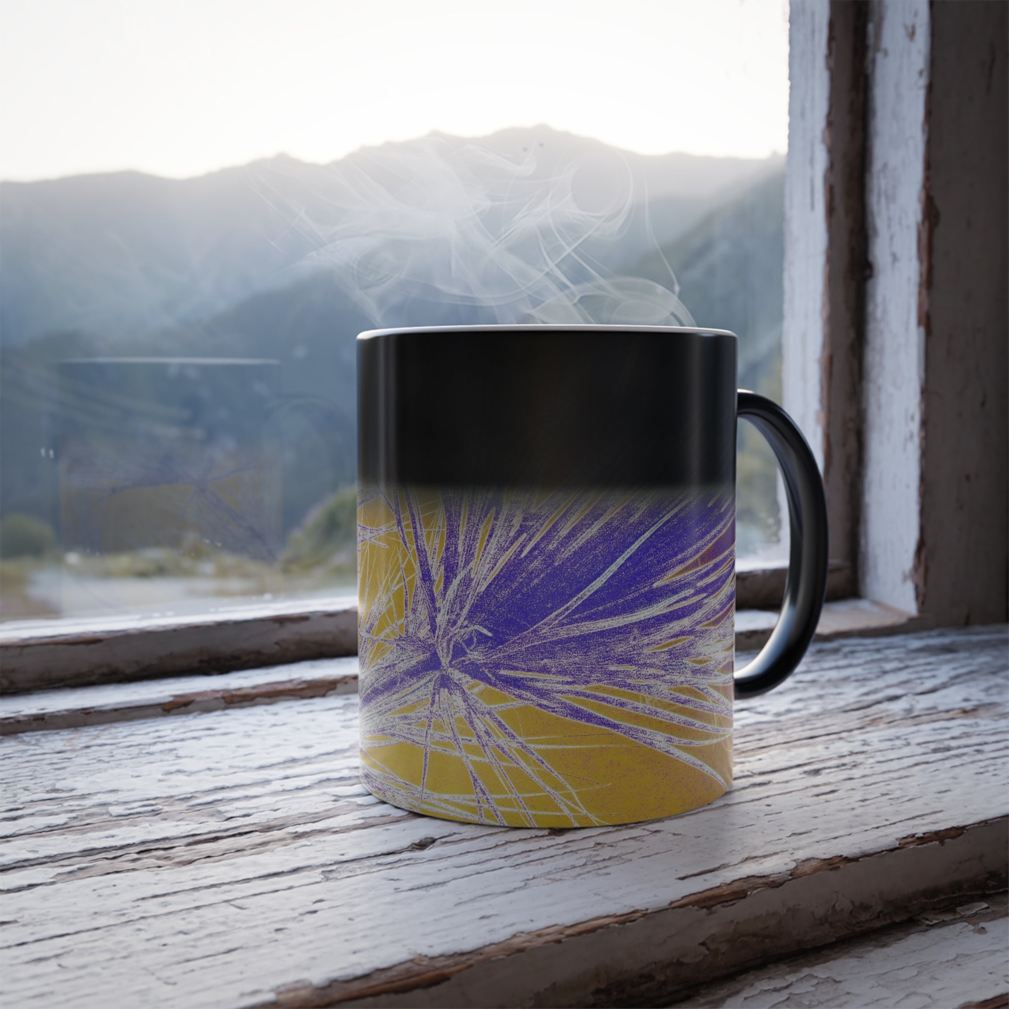 Yellow Palm Color Changing Mug 11oz — Artist Original Art, Free Shipping