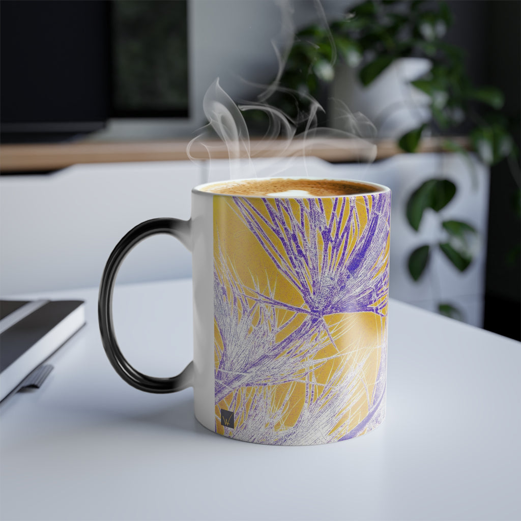 Yellow Palm Color Changing Mug 11oz — Artist Original Art, Free Shipping