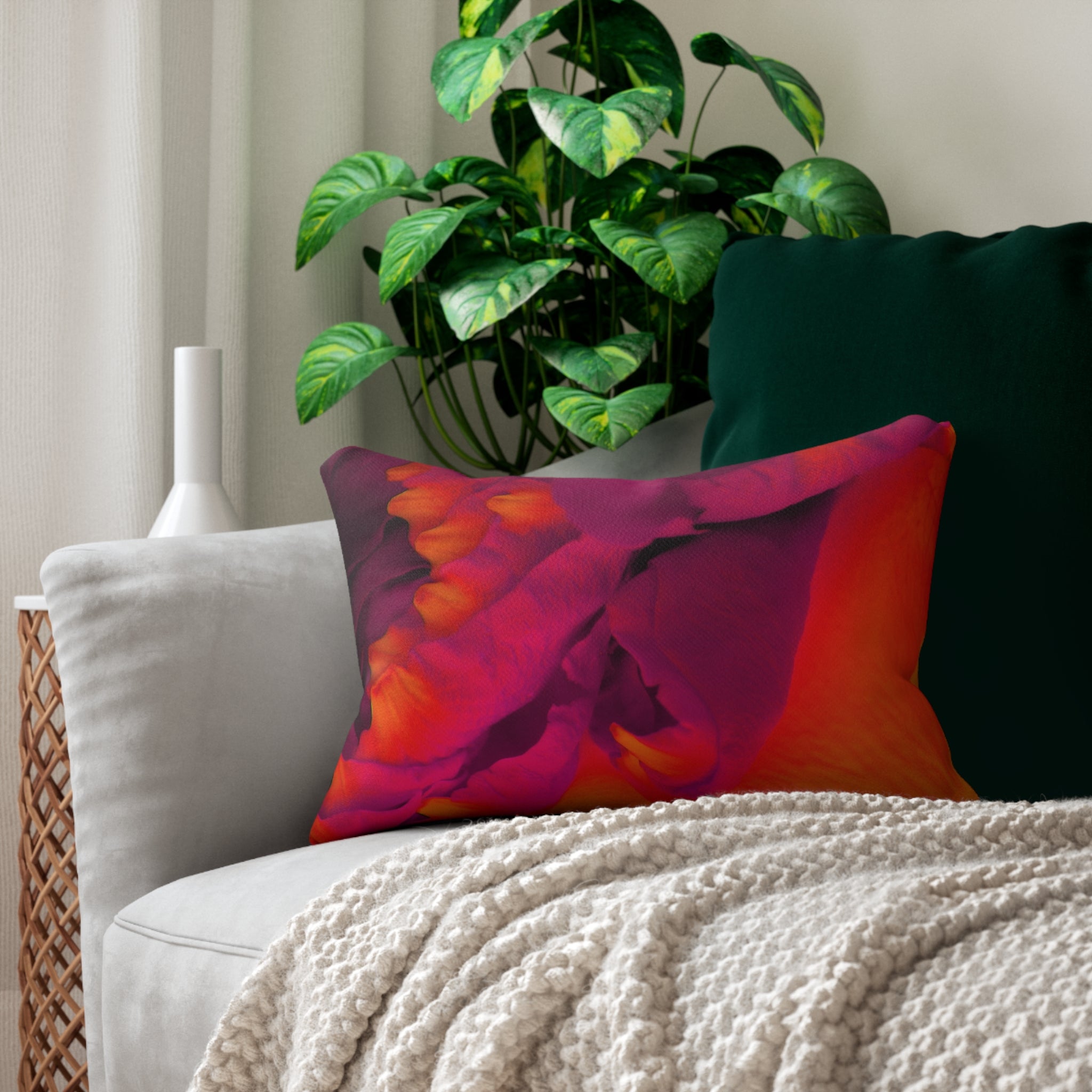 Custom Artwork Lumbar Pillow Red/Orange