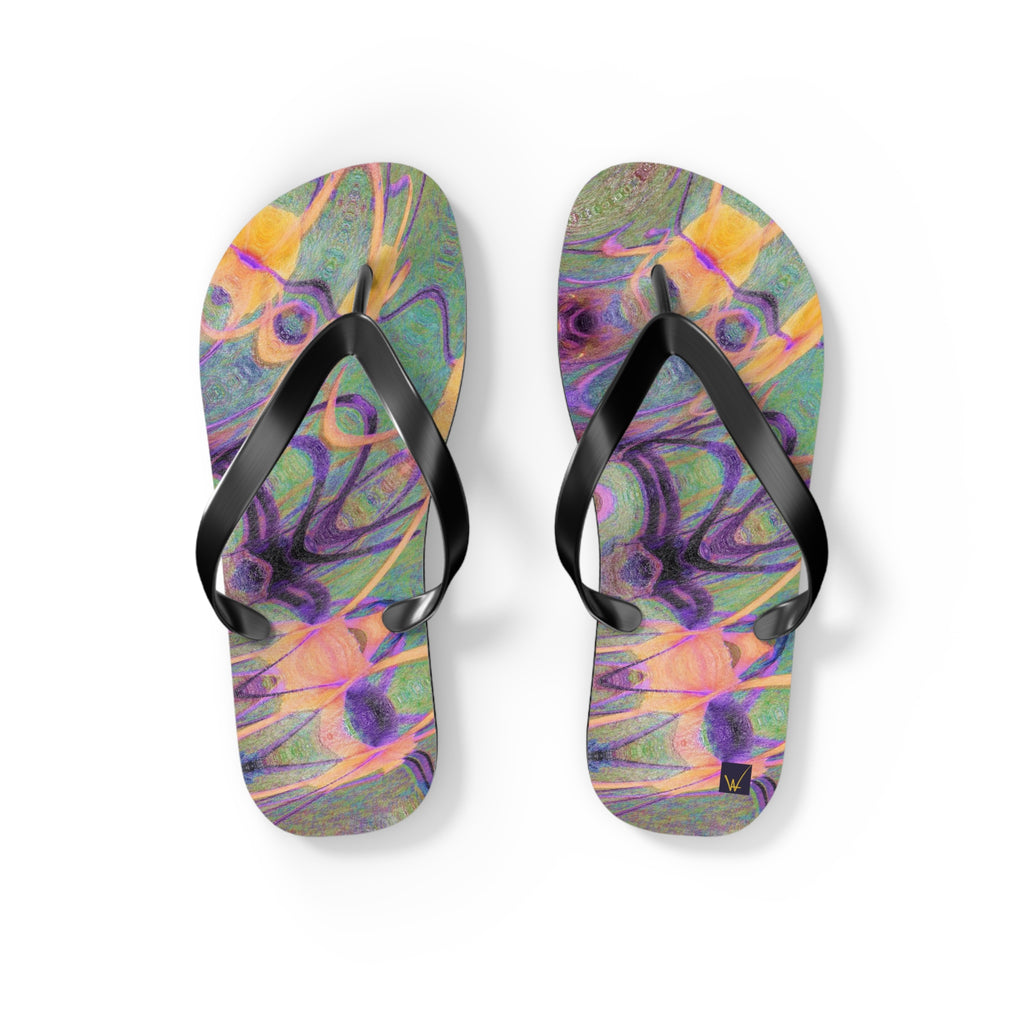 Green Pink Flip Flops