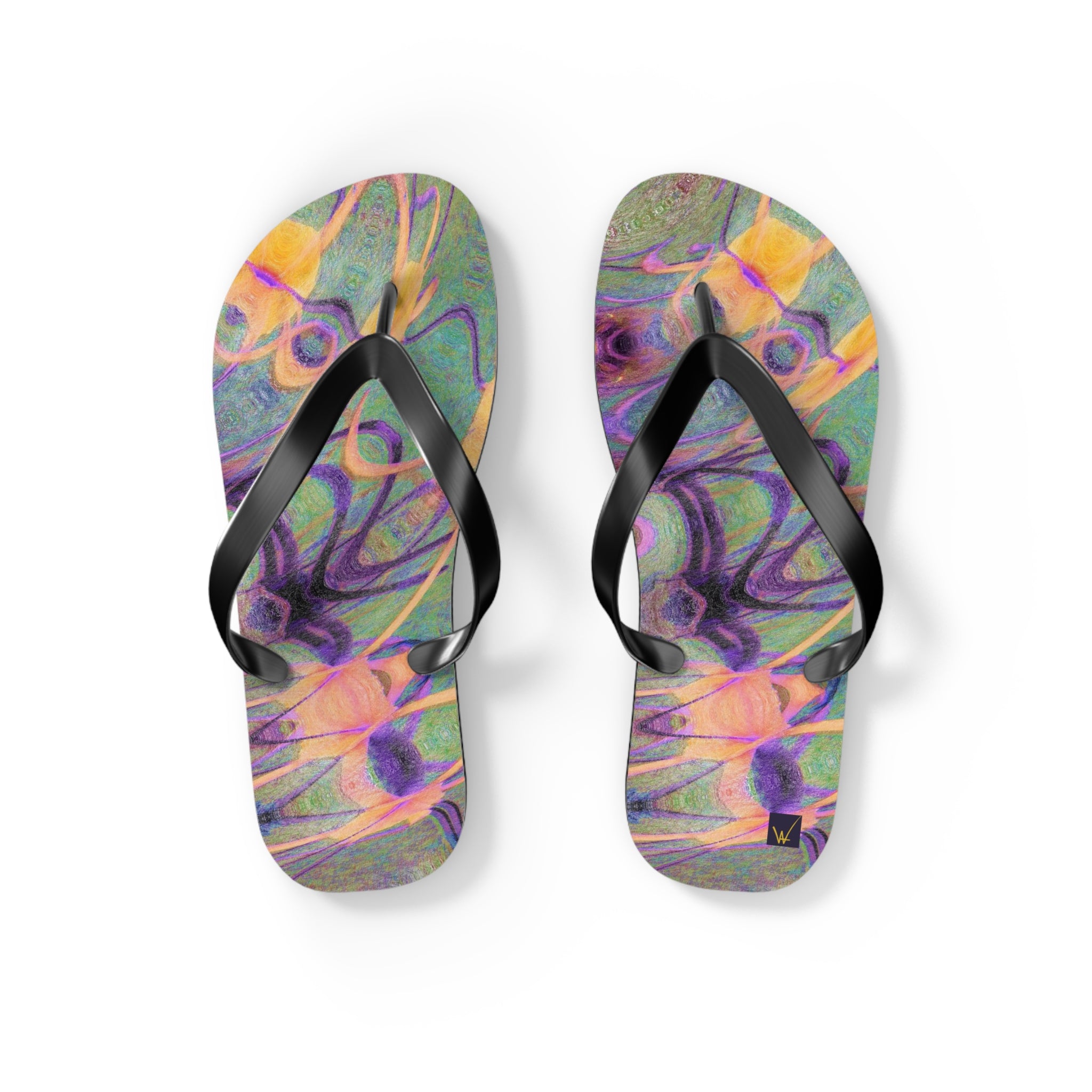 Green Pink Flip Flops