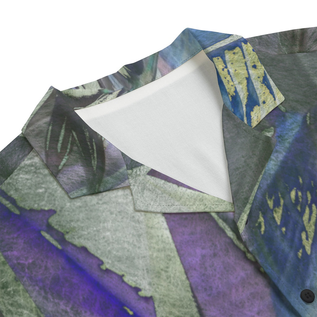 Men's Hawaiian Rayon Shirt Blue/Lilac