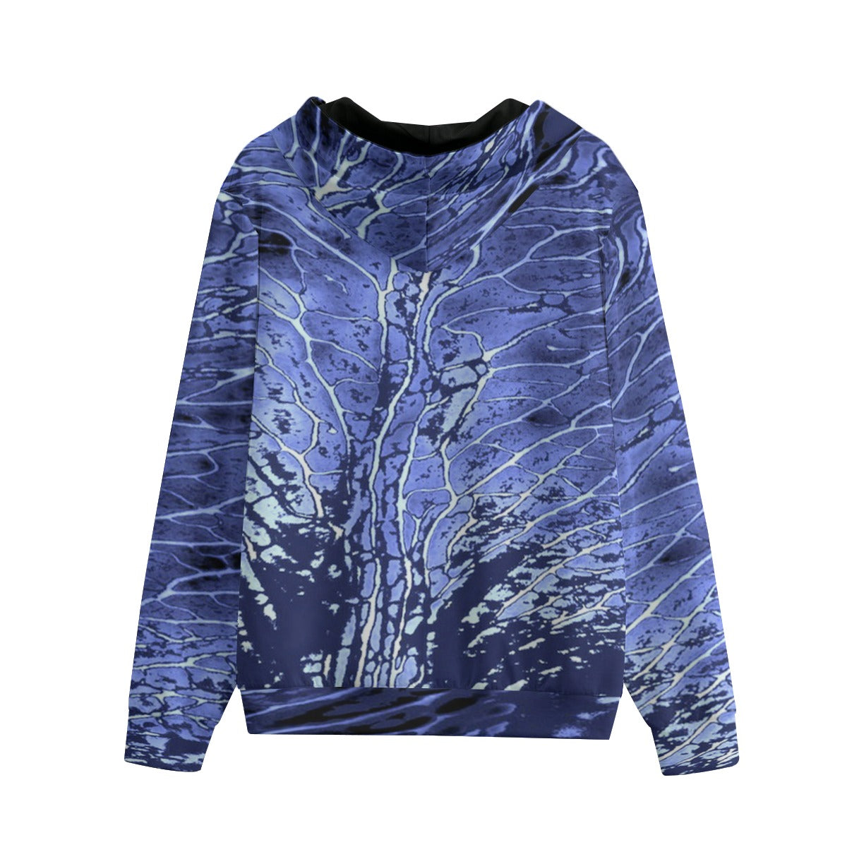 Blue patterned hoodie on a white background