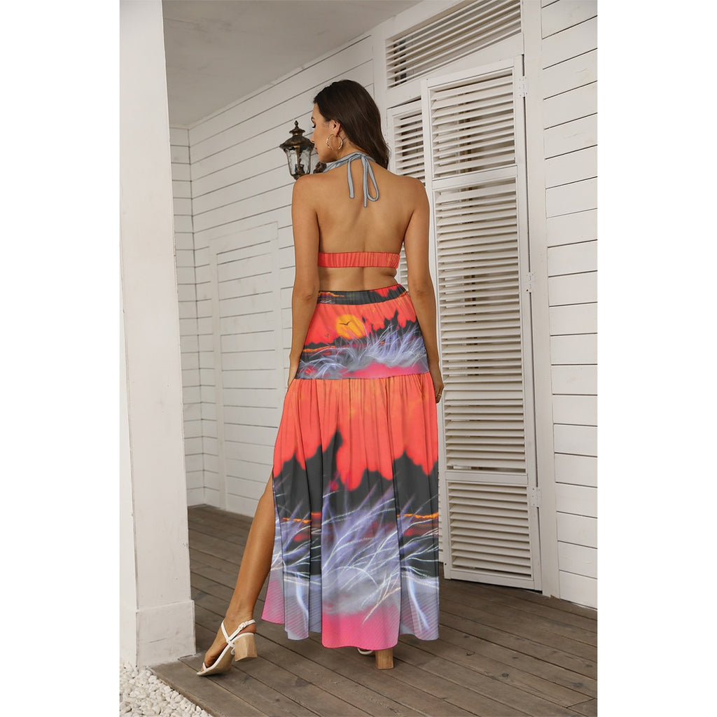Tie Back Wrap Dress Red