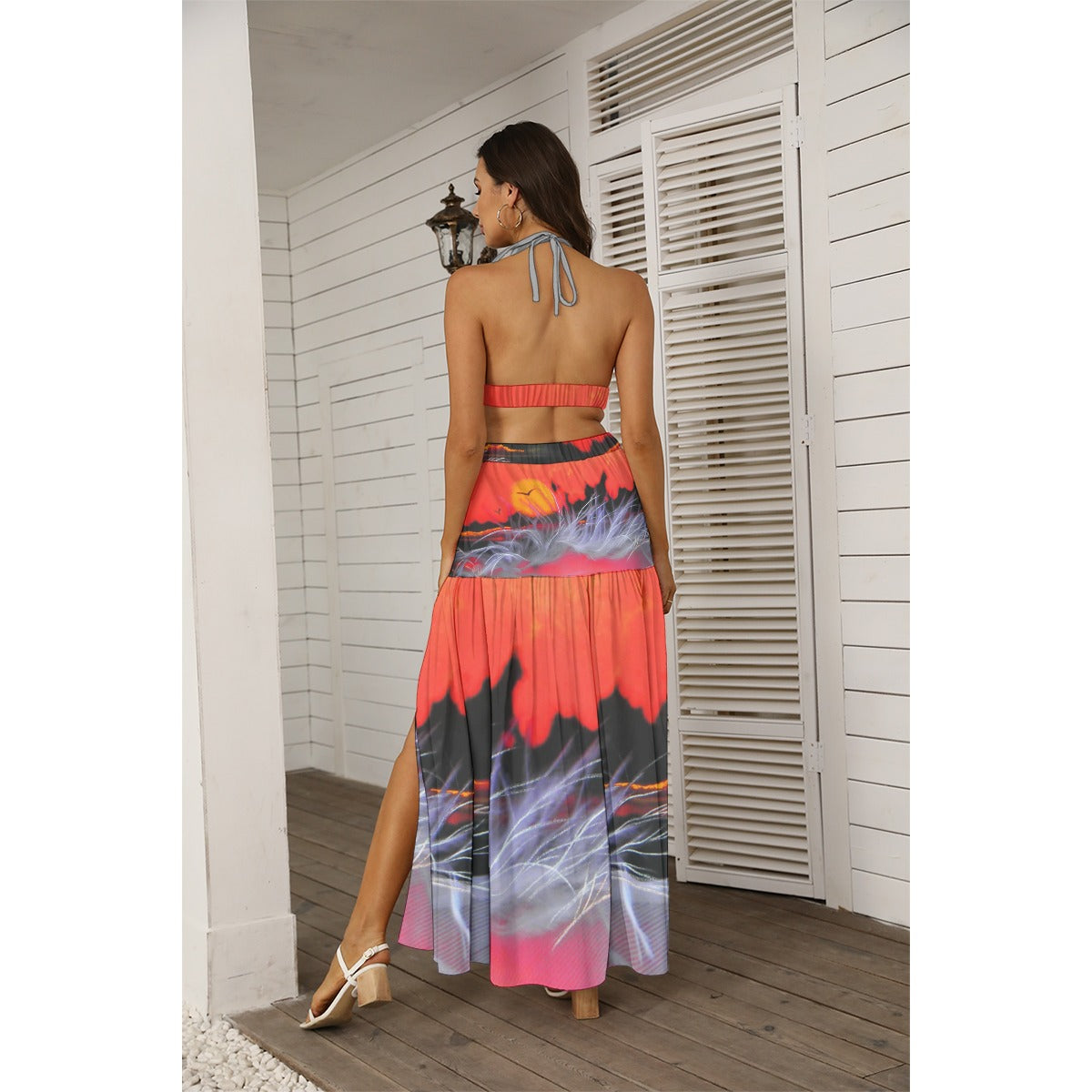 Tie Back Wrap Dress Red