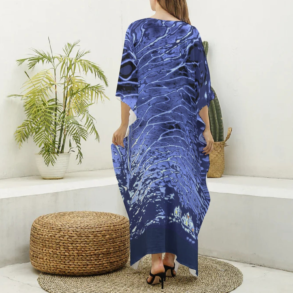 Women's V-neck Long Dress Blue