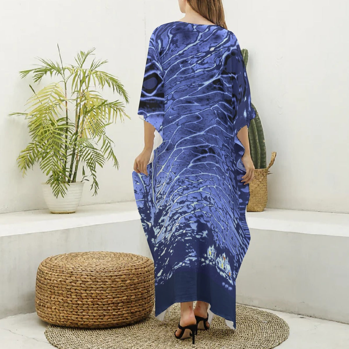 Women's V-neck Long Dress Blue