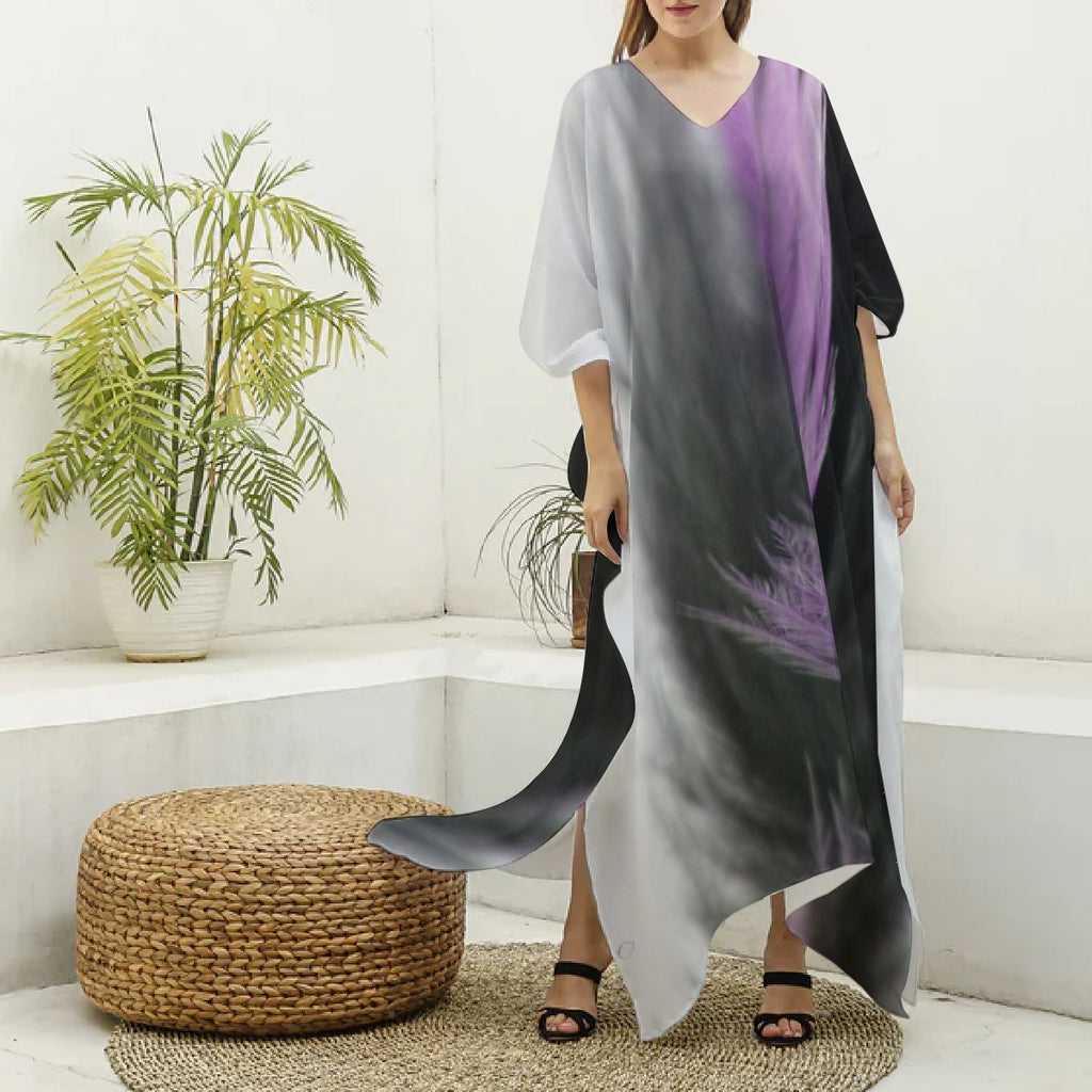 Women's V-neck Long Dress Gray/Lilac
