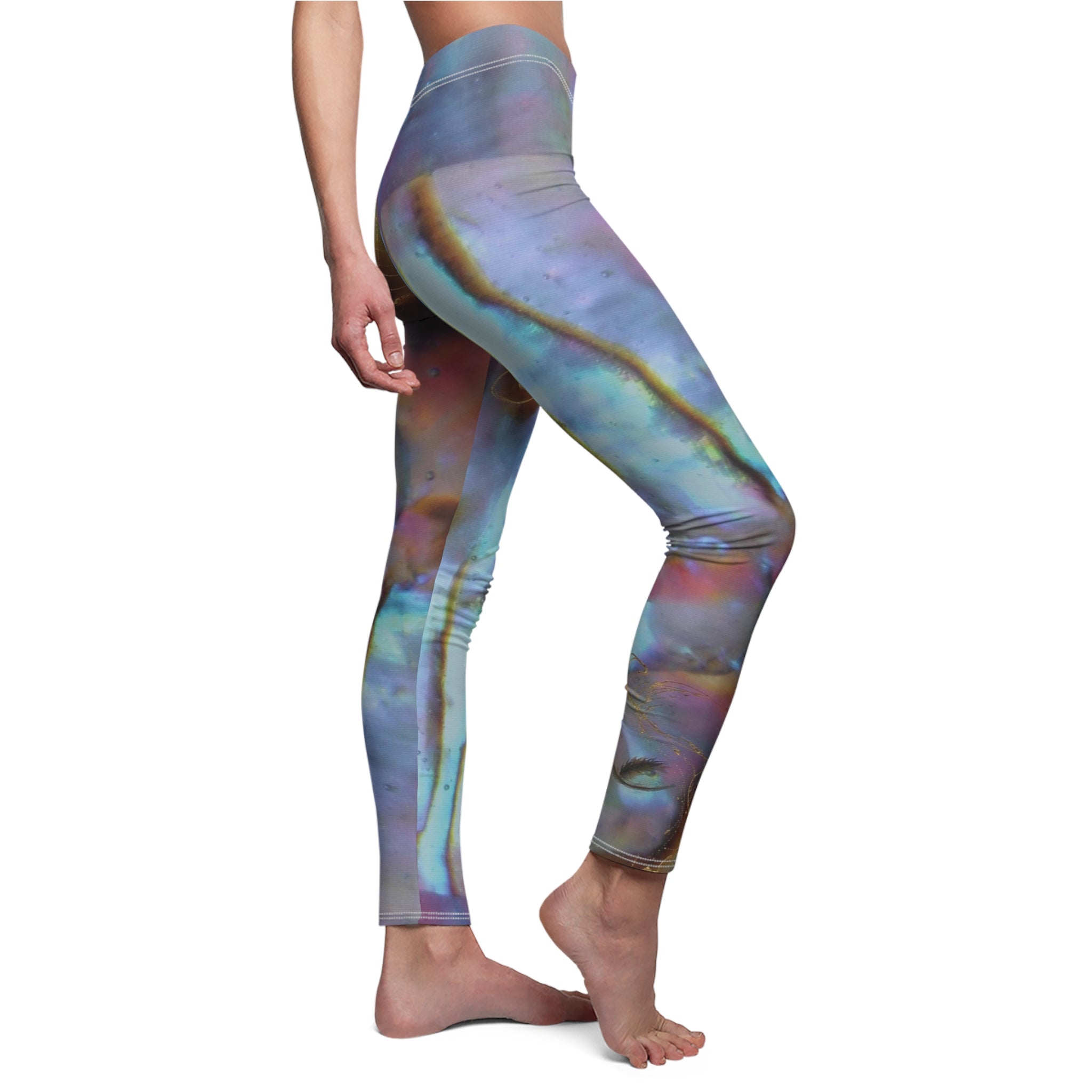 Multicolored leggings on a white background