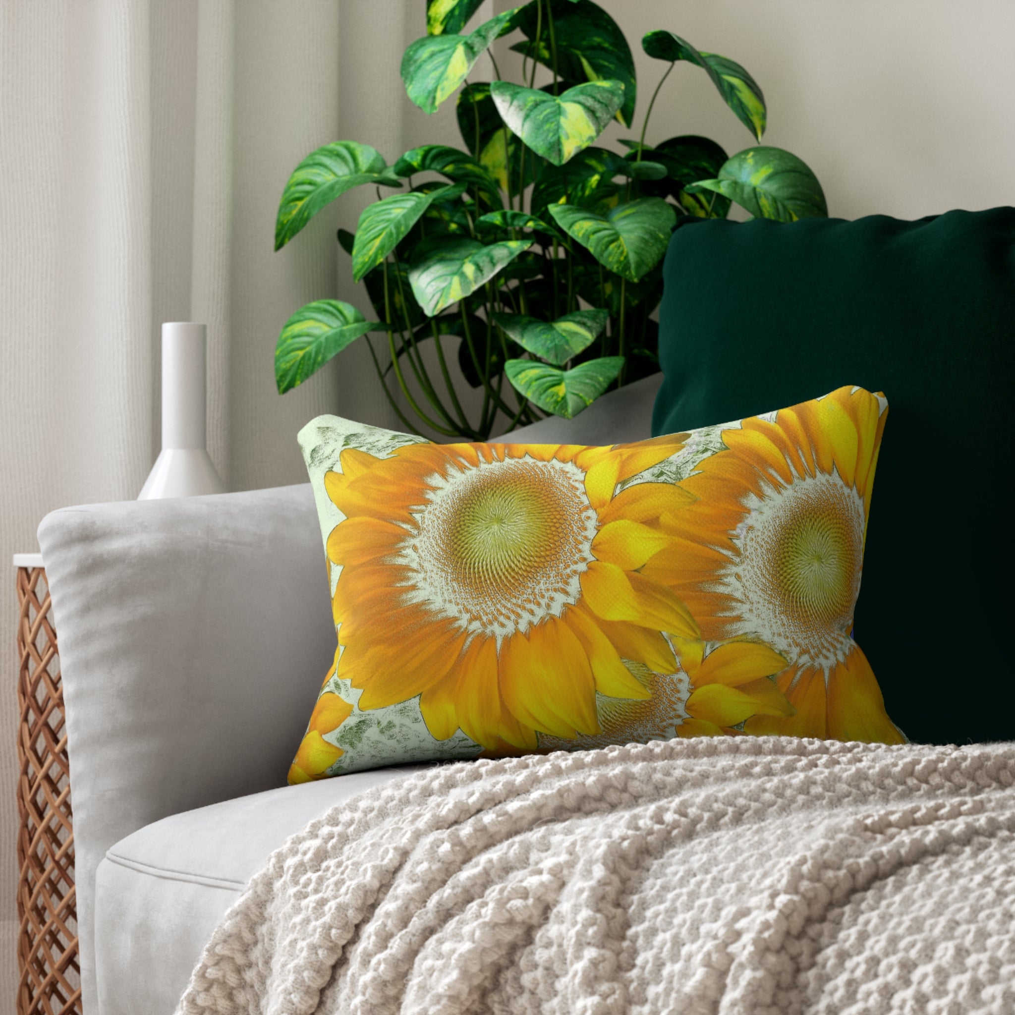 Custom Artwork Lumbar Pillow Yellow