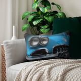 Custom Artwork Lumbar Pillow Blue Car