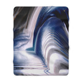"Blue Harmony" - Custom Artwork Sherpa Fleece Blanket Blue/White/Gray