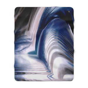 "Blue Harmony" - Custom Artwork Sherpa Fleece Blanket Blue/White/Gray
