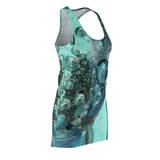 Racerback Dress Blue Bubbles Custom Artwork Women's Cut and Sew