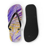 Unique Custom Artwork Flip Flops Palm/Yellow/Lilac