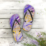 Unique Custom Artwork Flip Flops Palm/Yellow/Lilac