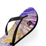 Unique Custom Artwork Flip Flops Palm/Yellow/Lilac